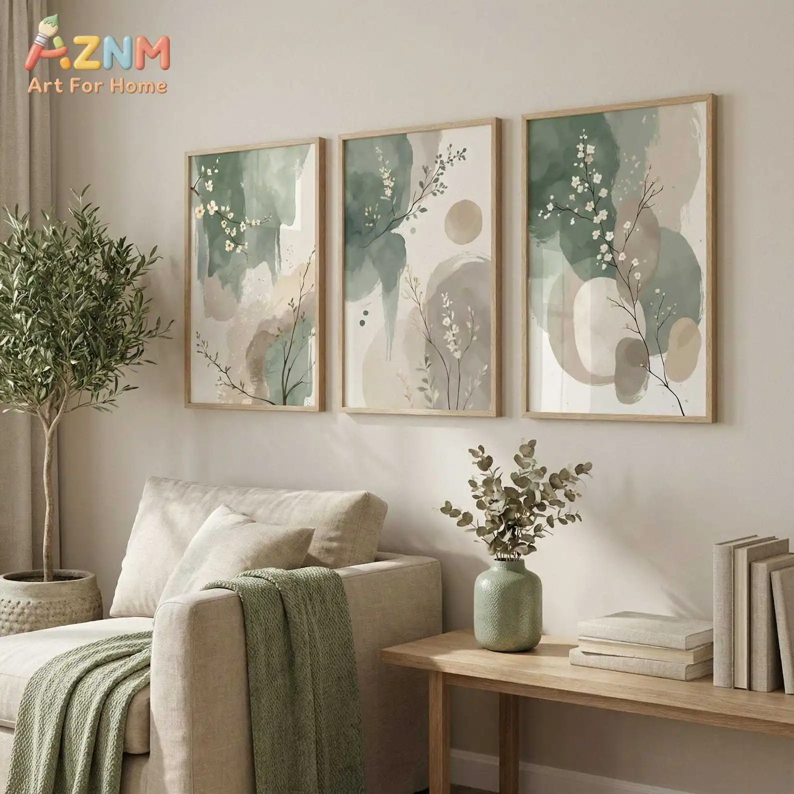 1pc/3pcs Posters&Prints Wall Art Neutral Botanical Prints Sage Green Minimal Decor Printable Wall Artcanvas Painting
