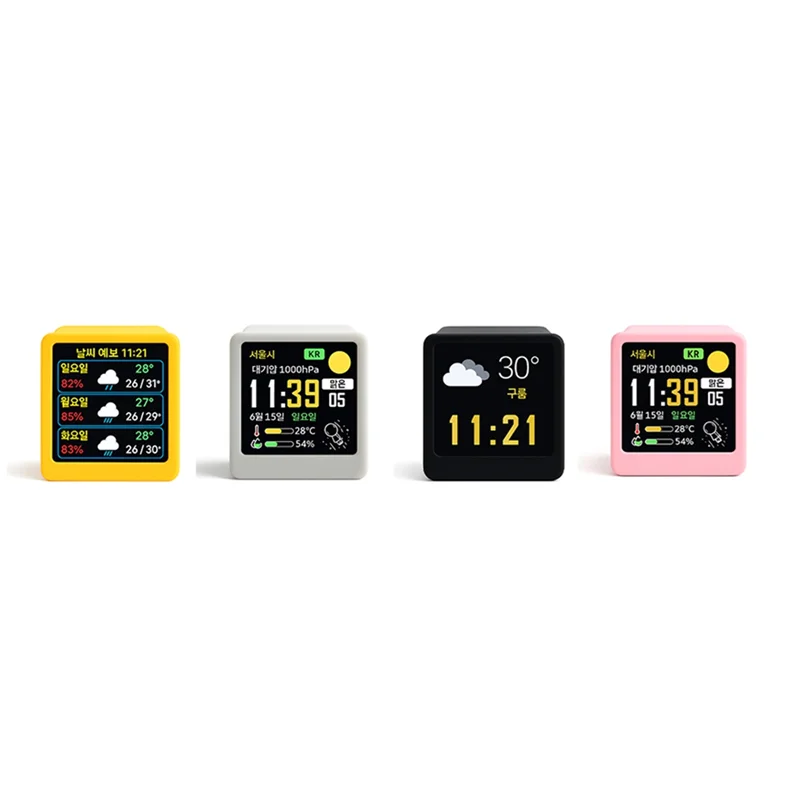 Small Portable Smart Wifi Weather Station Portable Desktop Display With Temperature Humidity Time Desktop Decoration D-[Y03A]