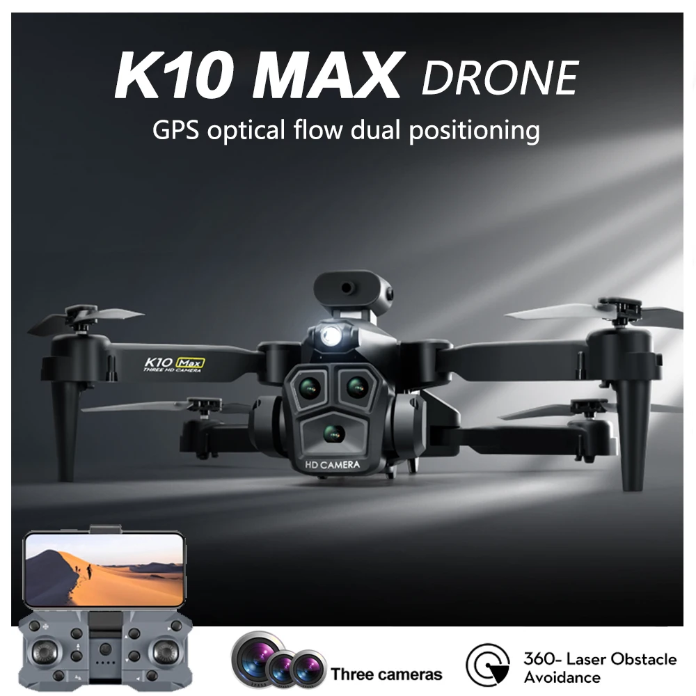 K10Max/E88Pro Drone Optical Flow Positioning Professional Aerial Photography 4K High-Definition Three Camera Foldable Quadcopter