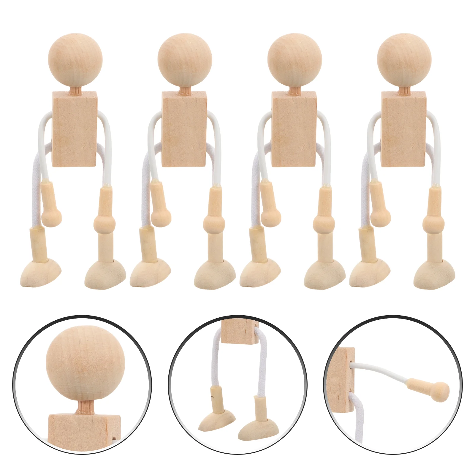 4 Pcs Miniature Crafts for Boys Educational Toys Wooden Shapable Robot Toddler Parts Robots Kids