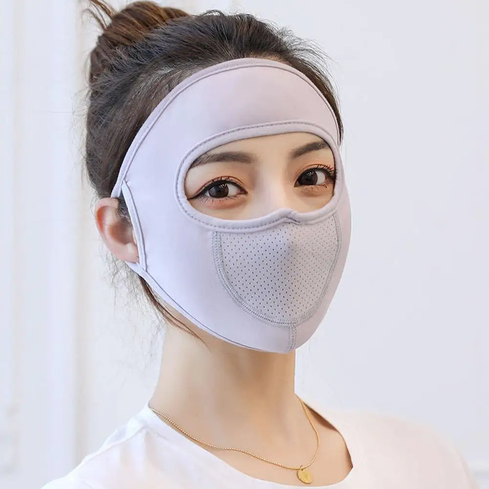 Ice Silk Sunscreen Mask Outdoor Sports Anti-UV Face Mask Cycling Breathable Anti-dust Face Cover Women Girls Hanging Ear Mask