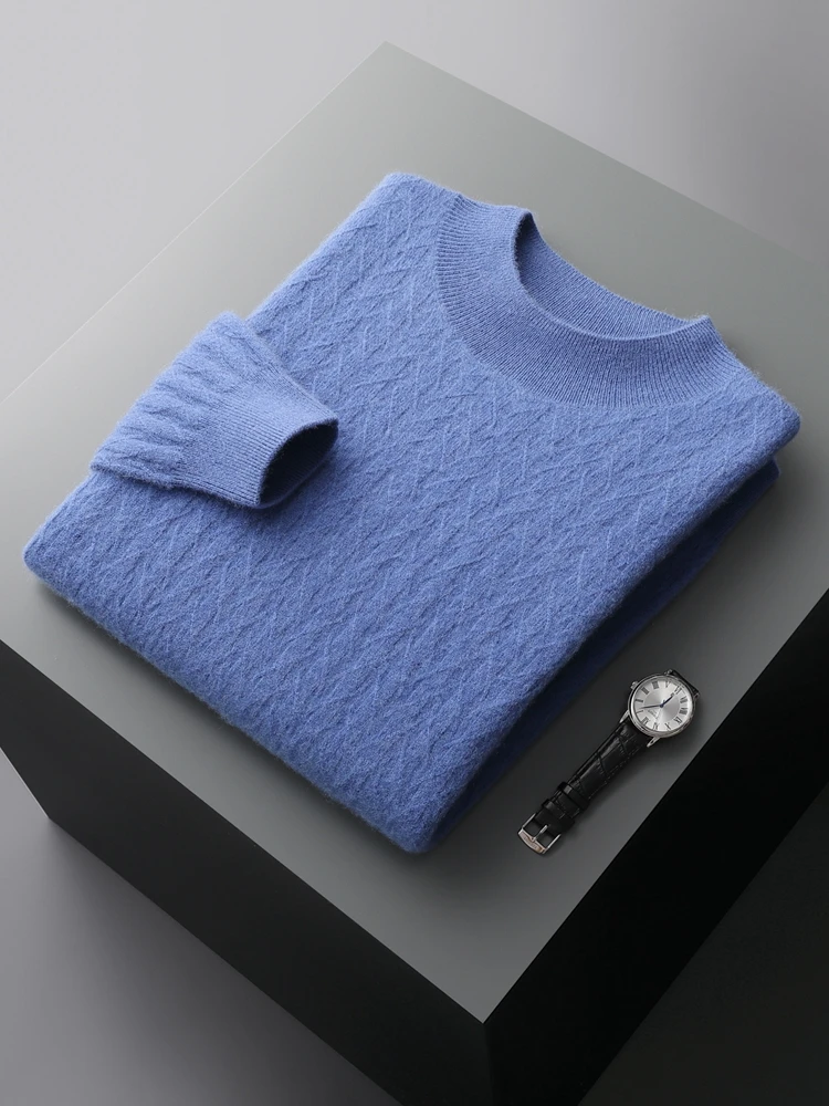 

Man New Chic 100% Cashmere Sweater Autumn Winter Jacquard Knitted Flower Soft Warm Pullover Comfortable Smart Casual Clothes Top