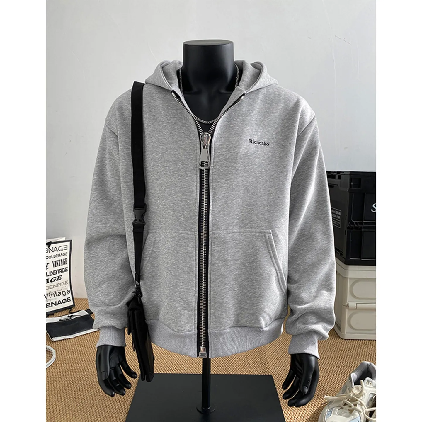 

Casual Heavyweight Hoodie Jaet Men's American Spring Autumn Cleanfit Spor Zipper Open Cardigan Jaet Streetwear Sle