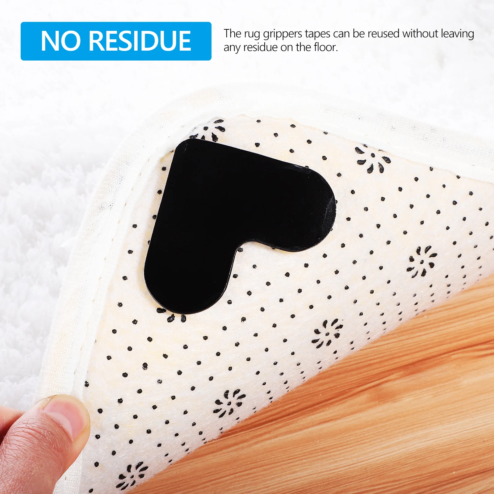 

4 Pcs Heart Shaped Rug Tape Non Slip Stickers for Hardwood Floors Carpet Holders Reusable No Residue Bath Kitchen Bedroom