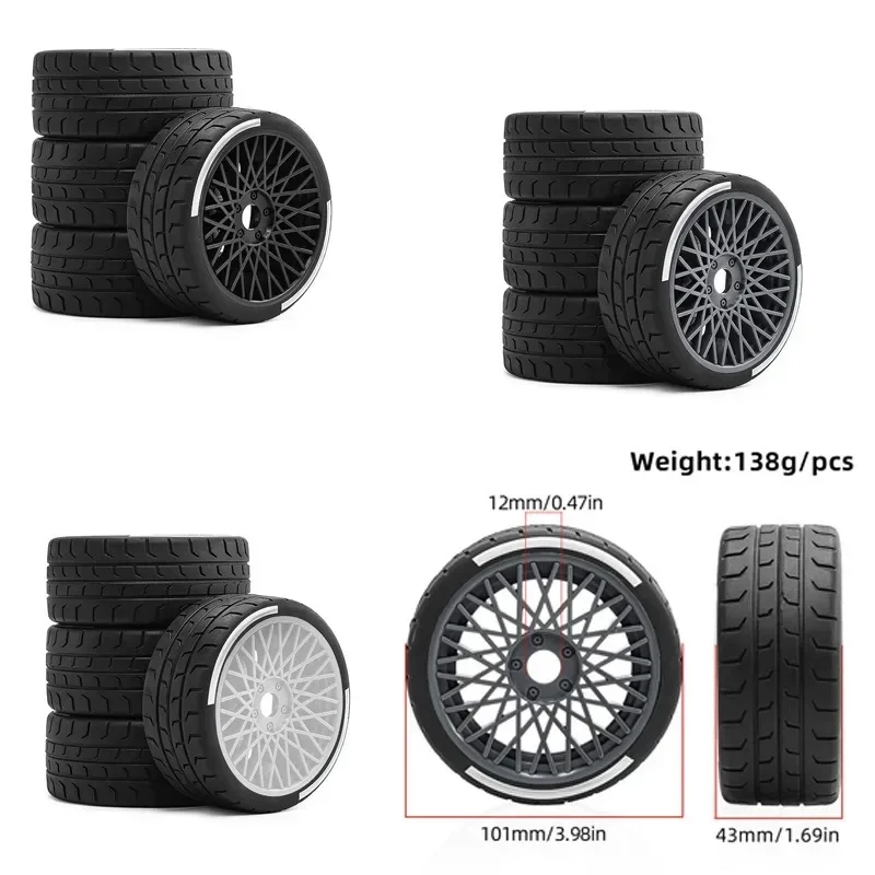 Universal 4PCS RC Tires for 1/7 ARRMA Infraction Limitless FELONY, Fits FSRC Model GT 1/8 HuanNao X3GT