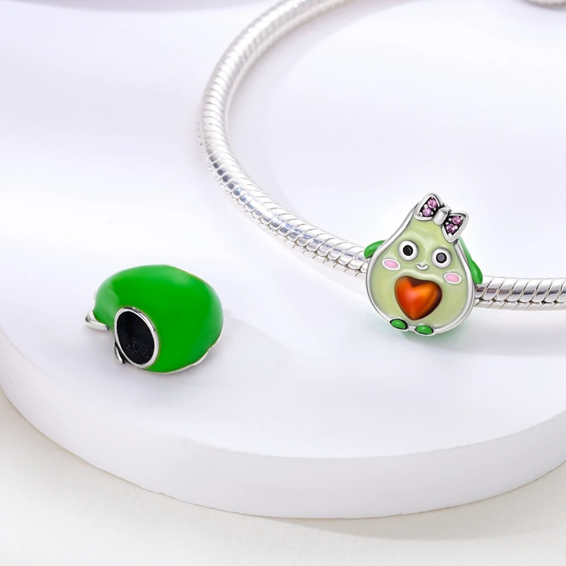 925er Sterlingsilber, grüne Serie, Avocado-Anhänger, Kaktus-Charms, Perlen, passend für Original-Armbänder, Damen-DIY-Schmuck – Detail 31
