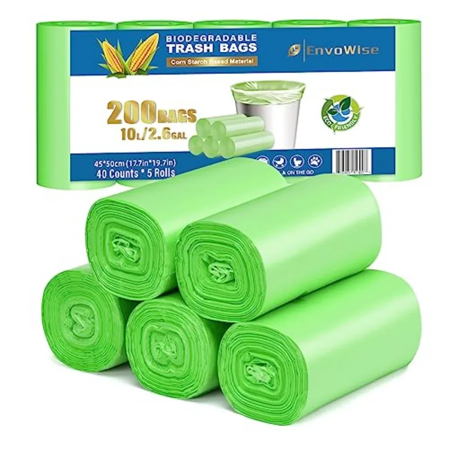 

Biodegradable Small Trash Bags, 3 Gallon/ 10L, 200 Count Premium Thick Garbage Bags, Unscented Eco-Friendly Bin Liners for Kitc