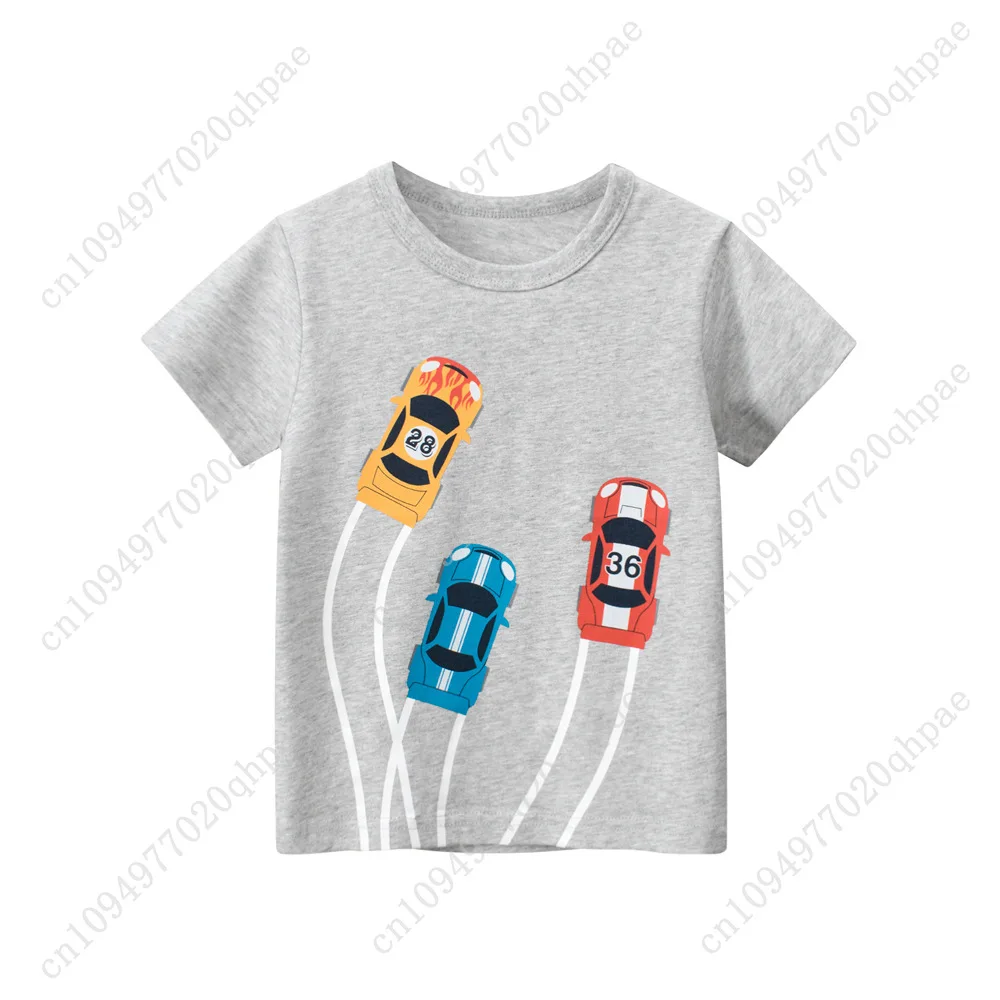 1-9T طفل رضيع طفل رضيع ملابس الصيف القطن الرضع تي شيرت قصير الأكمام سيارات قميص مطبوع الأساسية المحملة الزي