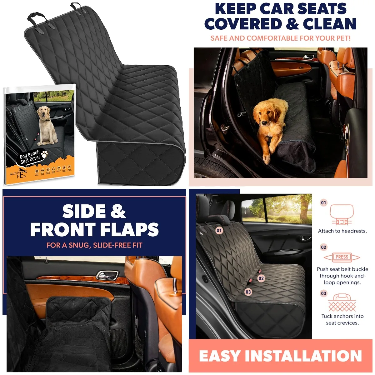 

Черный водонепроницаемый чехол на автокресло для собак, устойчивый к царапинам, нескользящий и можно стирать в машине