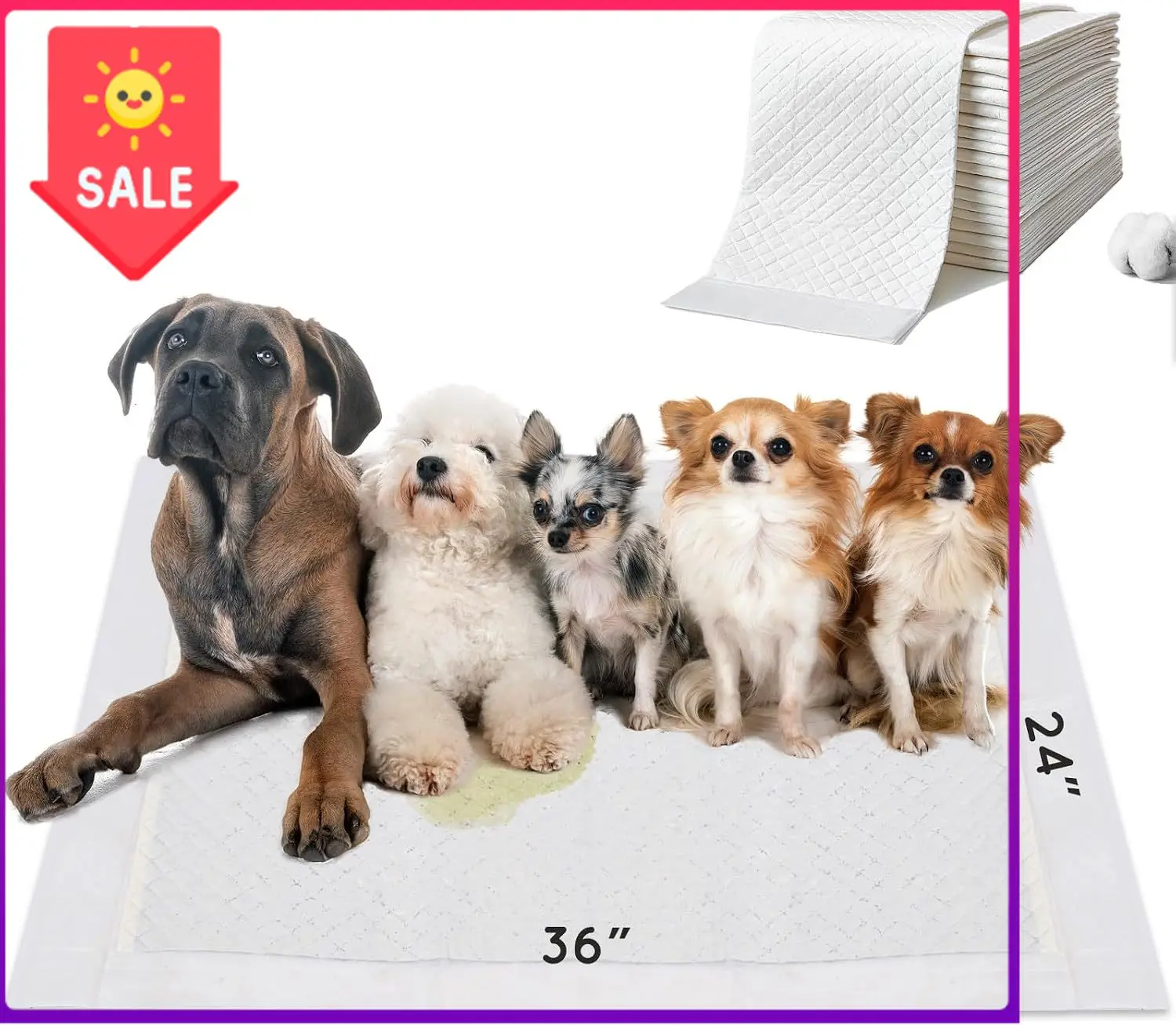 Dog Pee Pads, Thick/Ultra Absorbent Puppy Dog Training Pads, Large Size 36