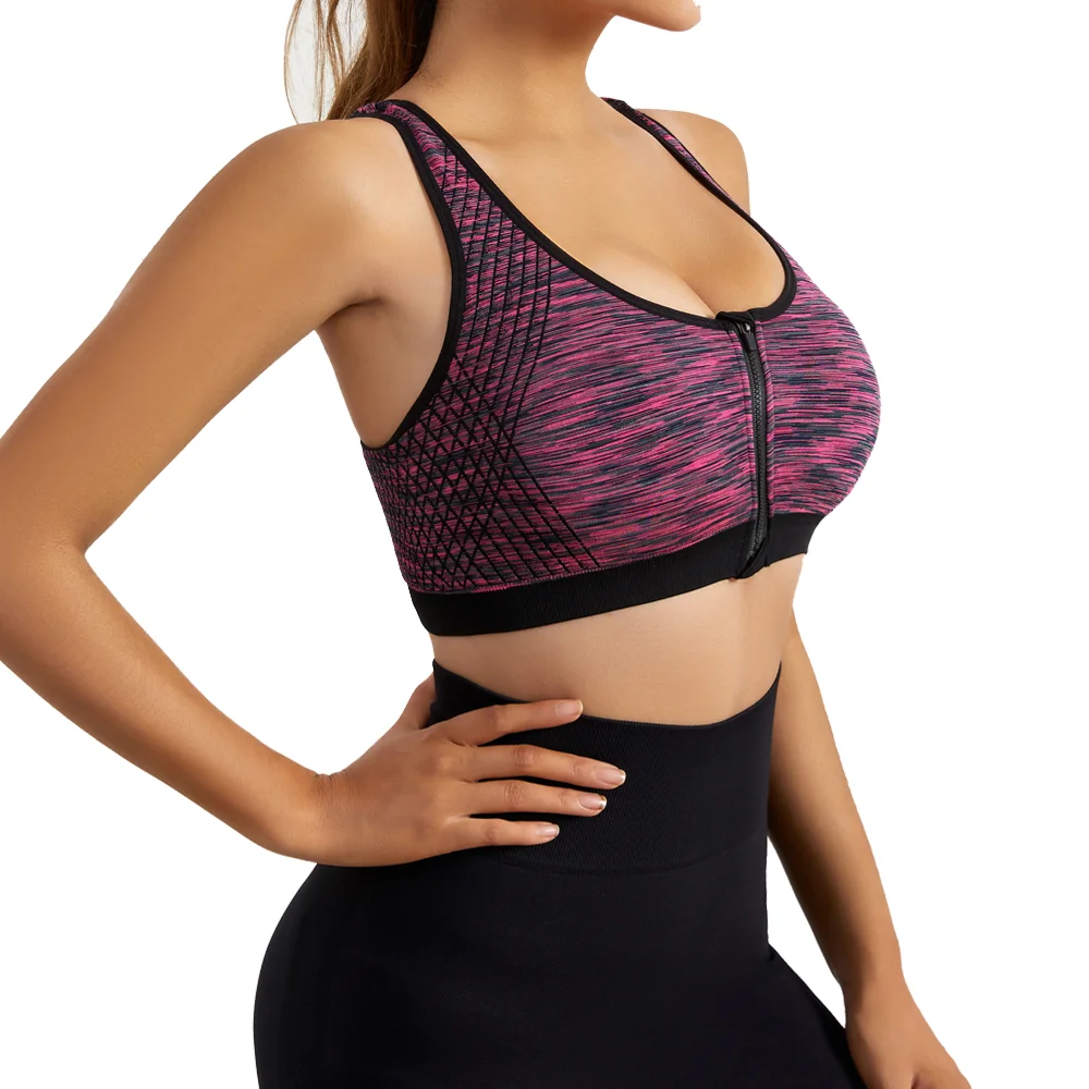 Women Sports Bra Front Zipper Sports Bra Breathable Shock-proof Underwear High Impact Yoga Bra Running Vest Fitness Workout Tops image 2