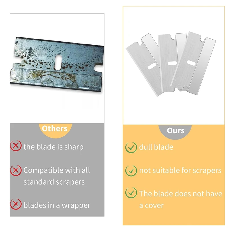 20pcs Razor Blade Scraper Metal Glass Glue Cleaner Remover Knife Replacement Carbon Steel Blade Car Tinting Tool