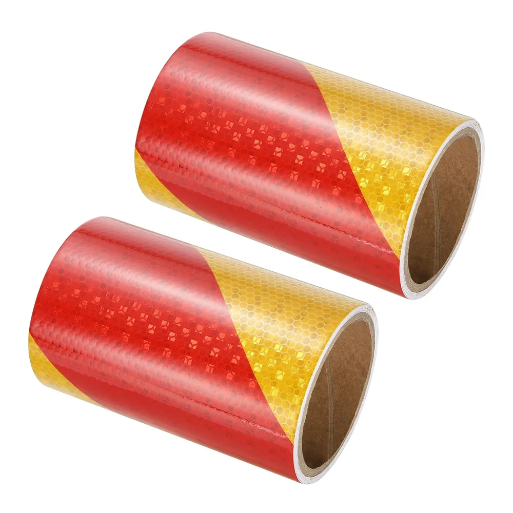 

PVC Honeycomb 4inches*10m Red Yellow Twill Strip Safety Retro Reflective Tapes Adhesive Conspicuity Reflector Stickers For Truck