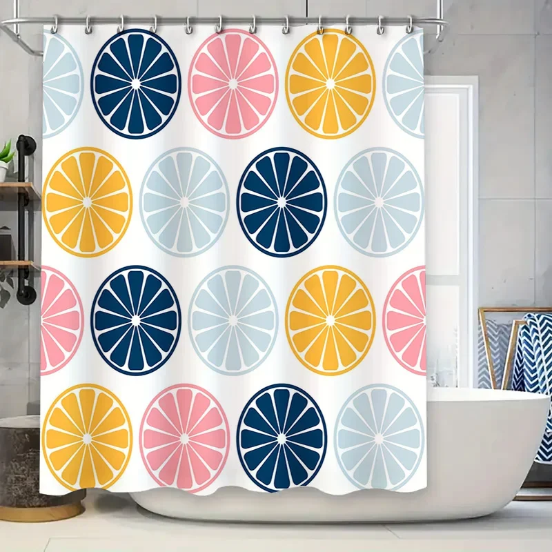 Waterproof Shower Curtain with Orange Slice Pattern Decorative Bathroom Liner for Home Use would be a suitable 128-character tit