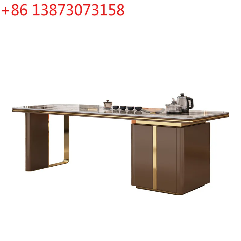 2024 new light luxury rock slab tea table modern simple large board boss office reception