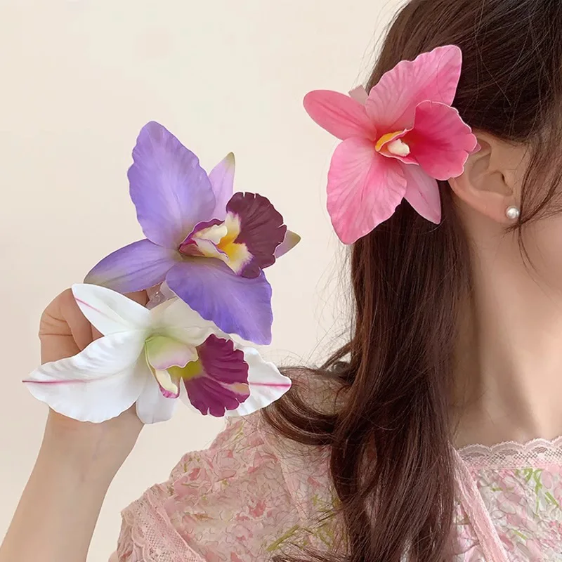 

Pure desire wind flower hairpin side ear hairpin simulation Phalaenopsis clip headgear seaside hair accessories