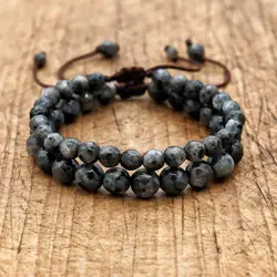 Handmade Jewelry 6MM Faceted Black Labradorite Stone Women Men Strand Bracelets Yoga Jewelry Bijoux