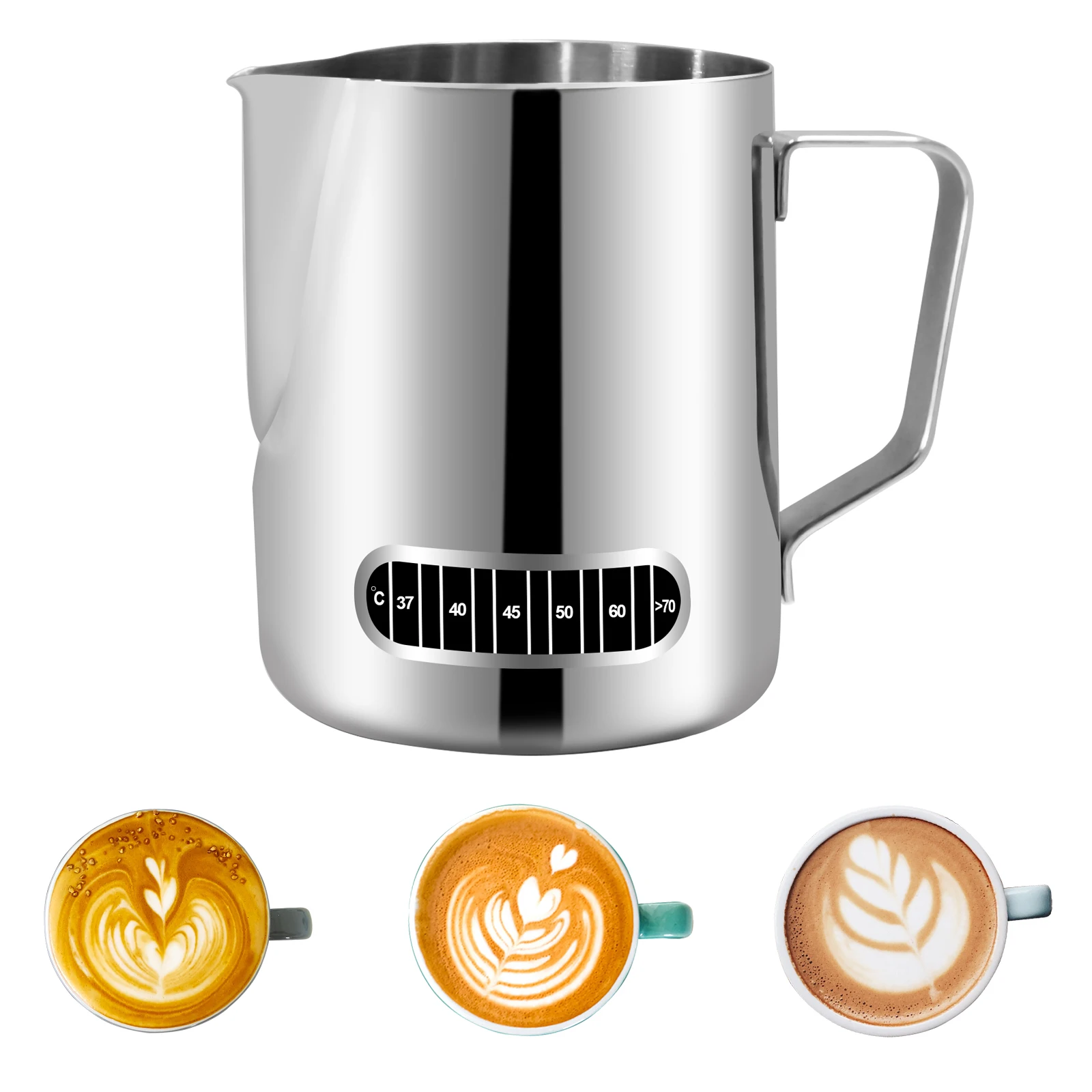 Coffee Steaming Pitcher Stainless Steel Tip Coffee Brewing Milk Foaming And Foaming Temperature Measurement 400ml 600ml