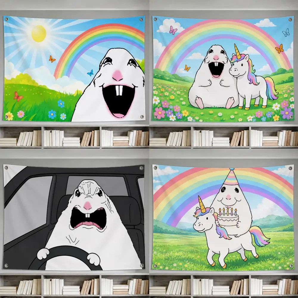 Hamster Meme Sun Shine  Flags decor flag banner,wall hanging flag,indoor outdoor wall decor,yard garden porch patio