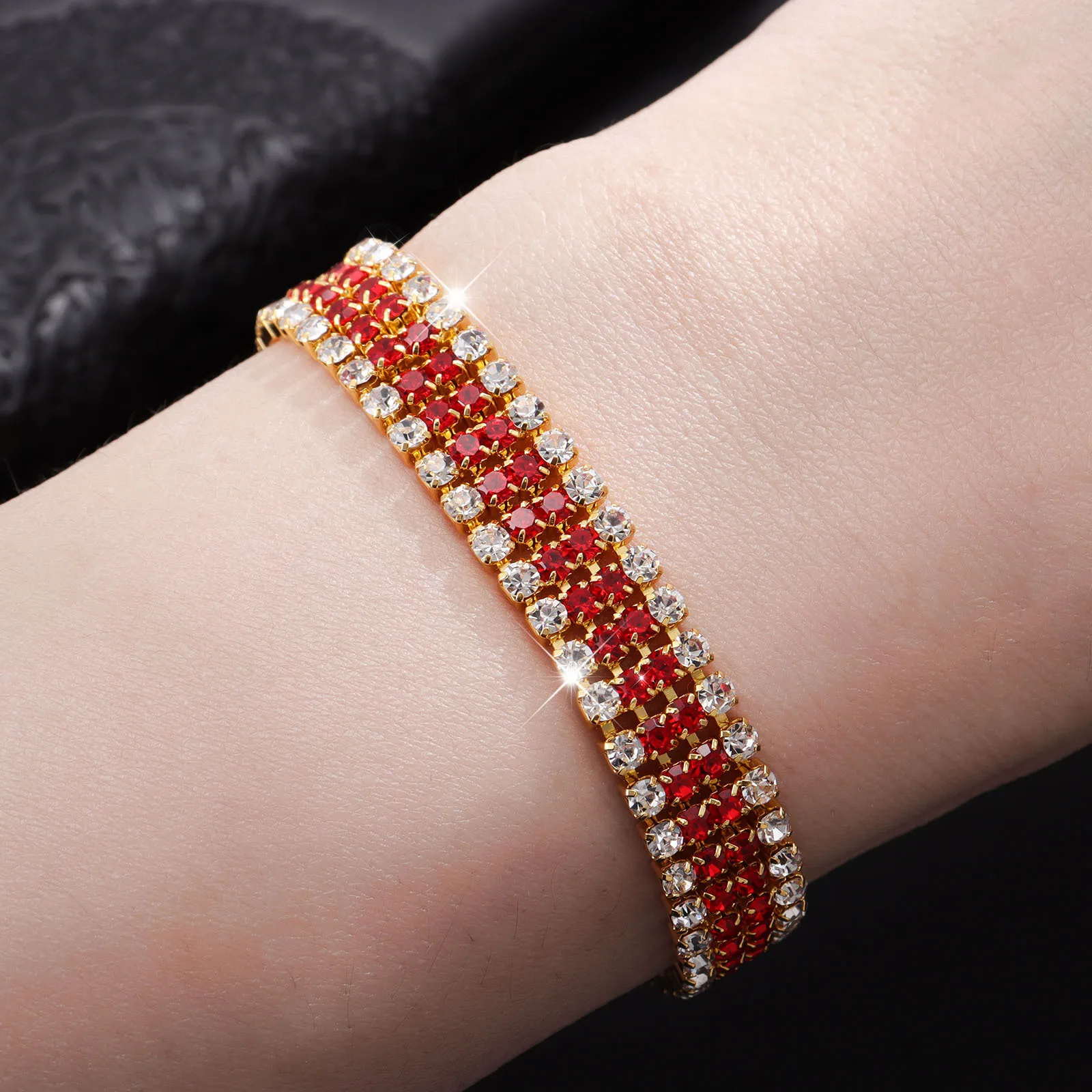 Luxury Roman Crystal Bracelet For Women Multicolor Luxury Full Rhinestone Claw Chain Hip hop Trend Personality Bracelet Jewelry