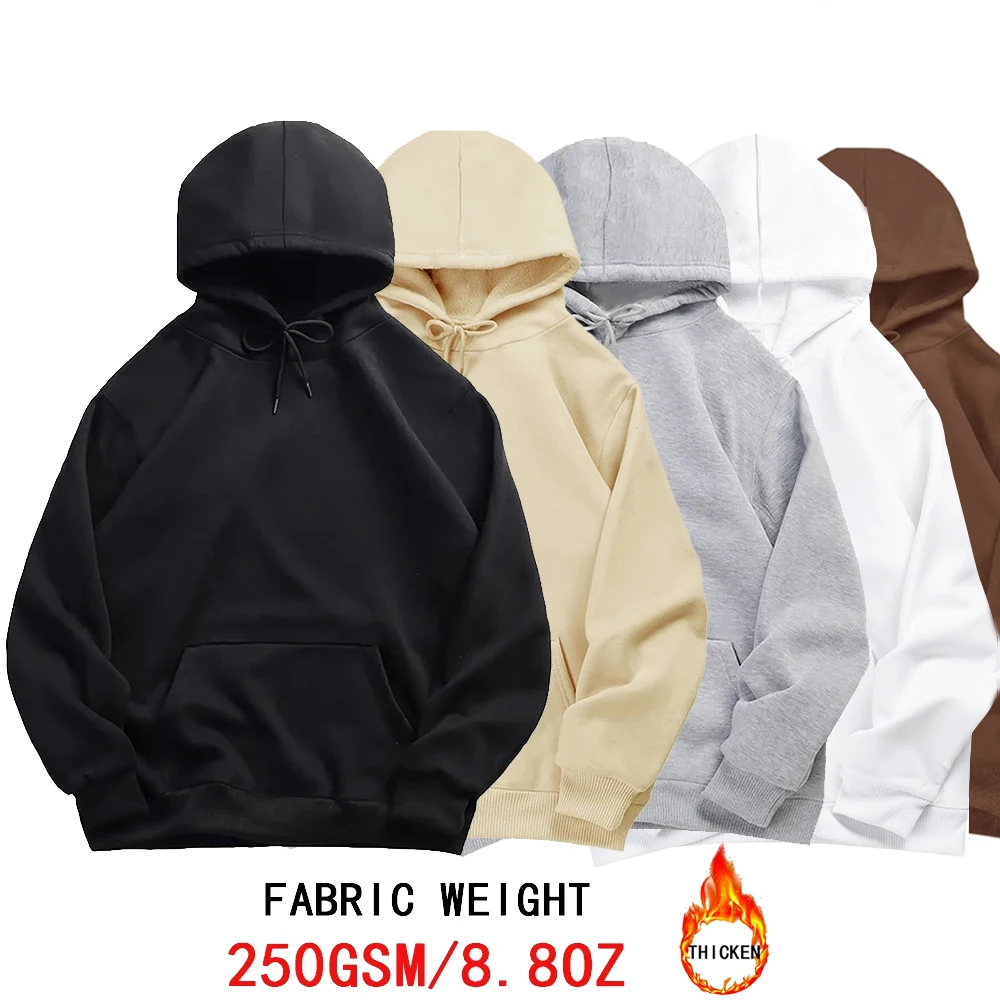 Otoño Invierno espesar sudaderas con capucha de lana cálida Sudadera con capucha hombres mujeres Casual Color sólido sudaderas Harajuku jersey de manga larga Unisex