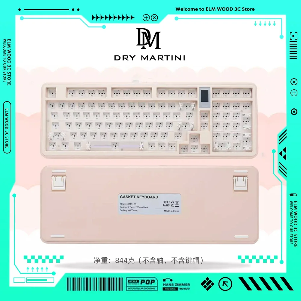 

Dry Martini Omo100 Keyboard Kit 3mode Usb/2.4g/Bluetooth Wireless Keyboard Kit 98keys Hot Swap Rgb Backlight Keyboards Kit Gift