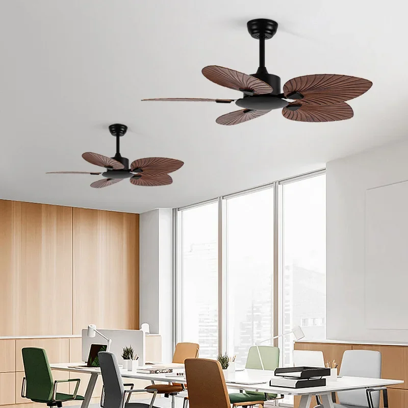 미국 레트로 나뭇잎 팬 가정용 거실 식당 천장 선풍기 상업용 호텔 무소음 전기