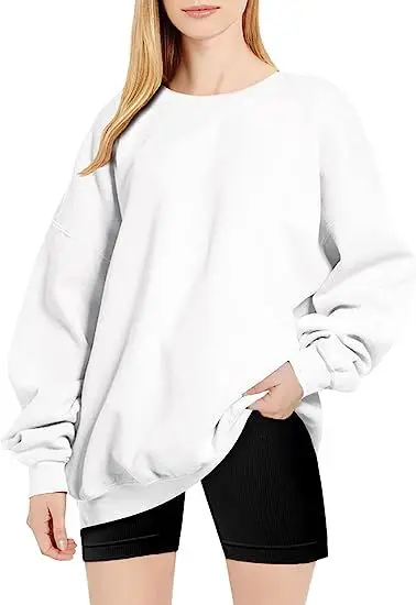 Popular Women's Round Neck Pullover with Loose and Casual Fit and Plush Oversized Hoodie