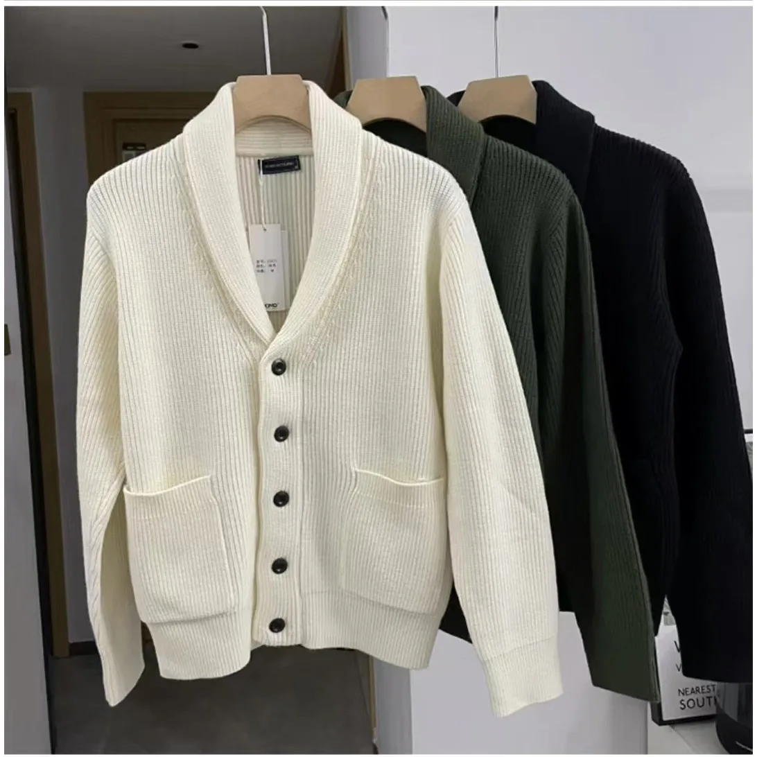 

Мужской повседневный вязаный кардиган с V-образным вырезом, большие размеры, 250 Pou, цветной, осенне-зимний, деловой, универсальный, открытый кардиган для джентльменов