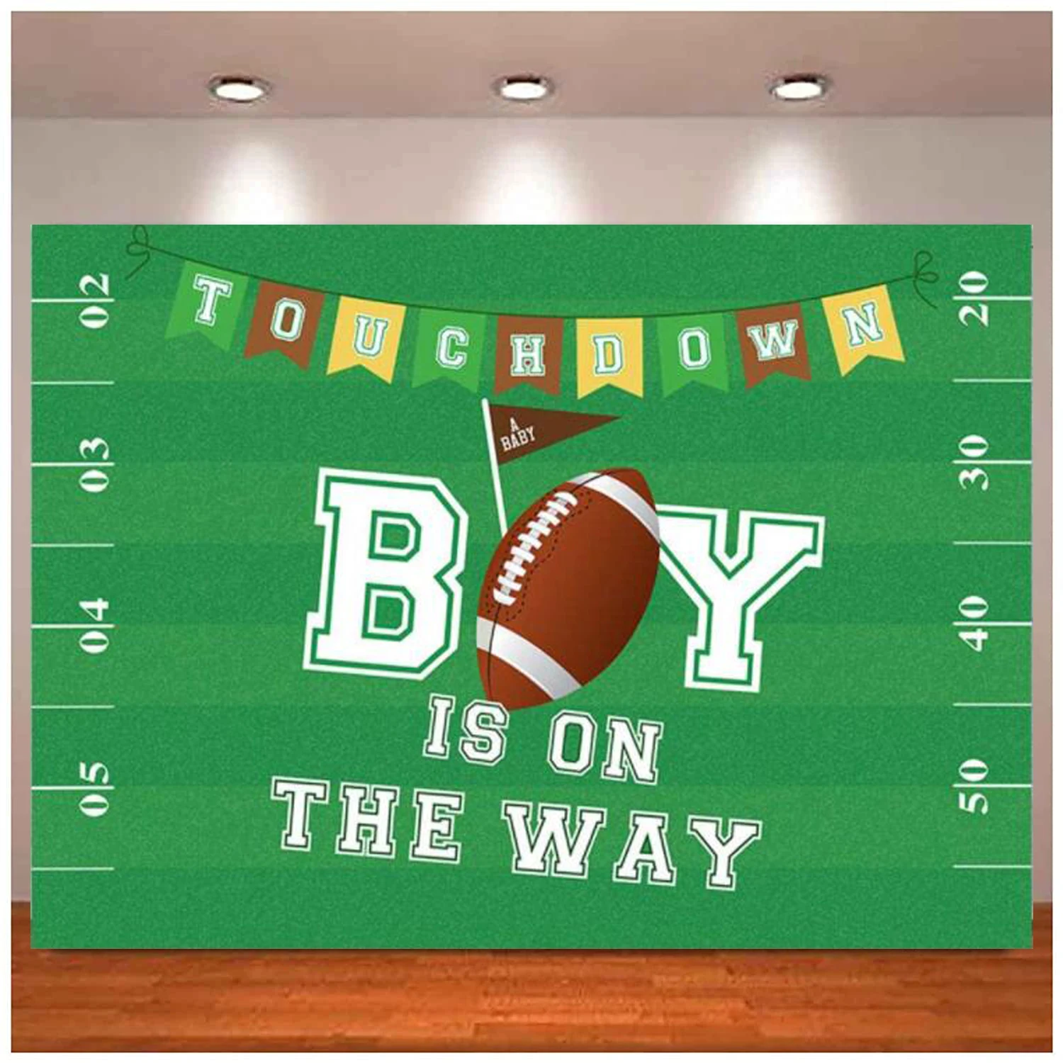 

Football Photography Backdrop For Boy Baby Shower Decor Banner Touchdown A Baby Boy Is On The Way Background Banner Cake Table