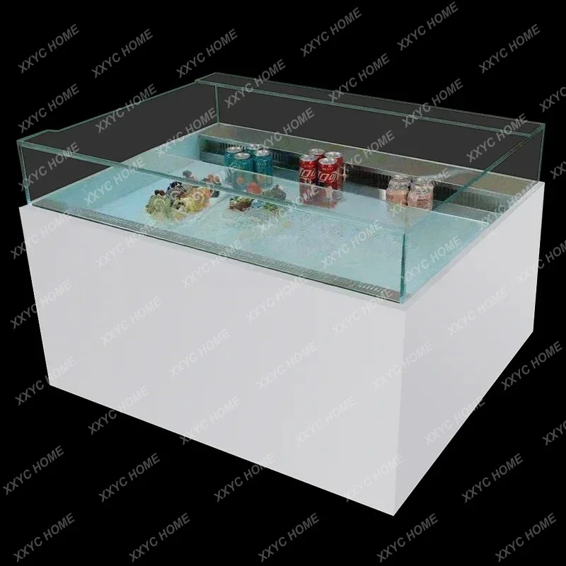 ZH  Open Horizontal Cake Show Case Sushi Island Cabinet Spray Refrigeration Fresh Cabinet