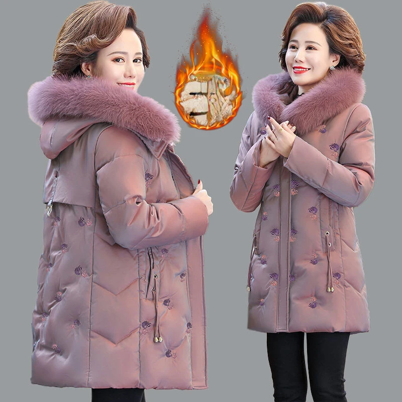 5XL Down Cotton Clothes Jacket Big Fur Collar Solid Color Large Size Loose Winter Coat Hooded  Manteau Femme Hiver Q16