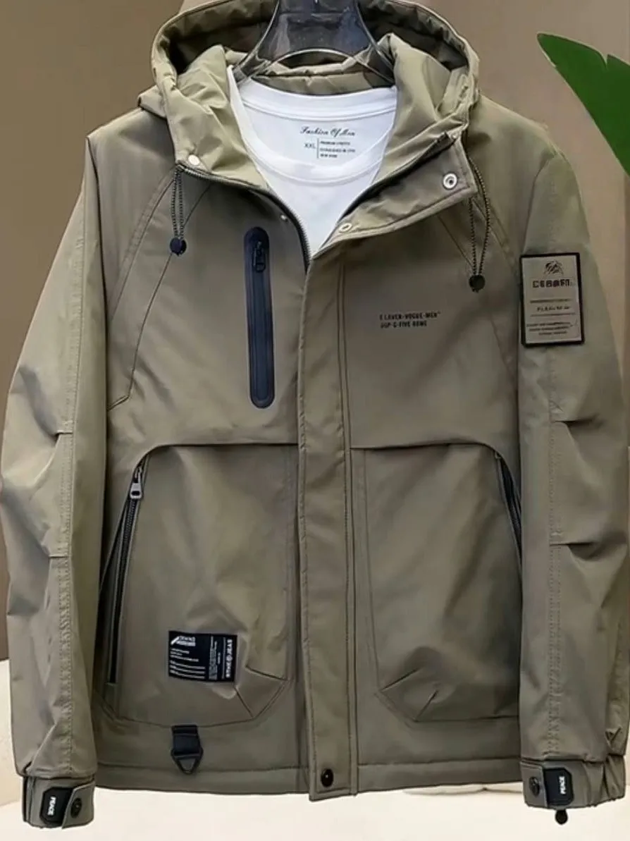 

Модная повседневная рабочая одежда с капюшоном Jaet, мужская уличная универсальная конструкция, весна-осень, новинка, длинная молния из полиэфирного волокна