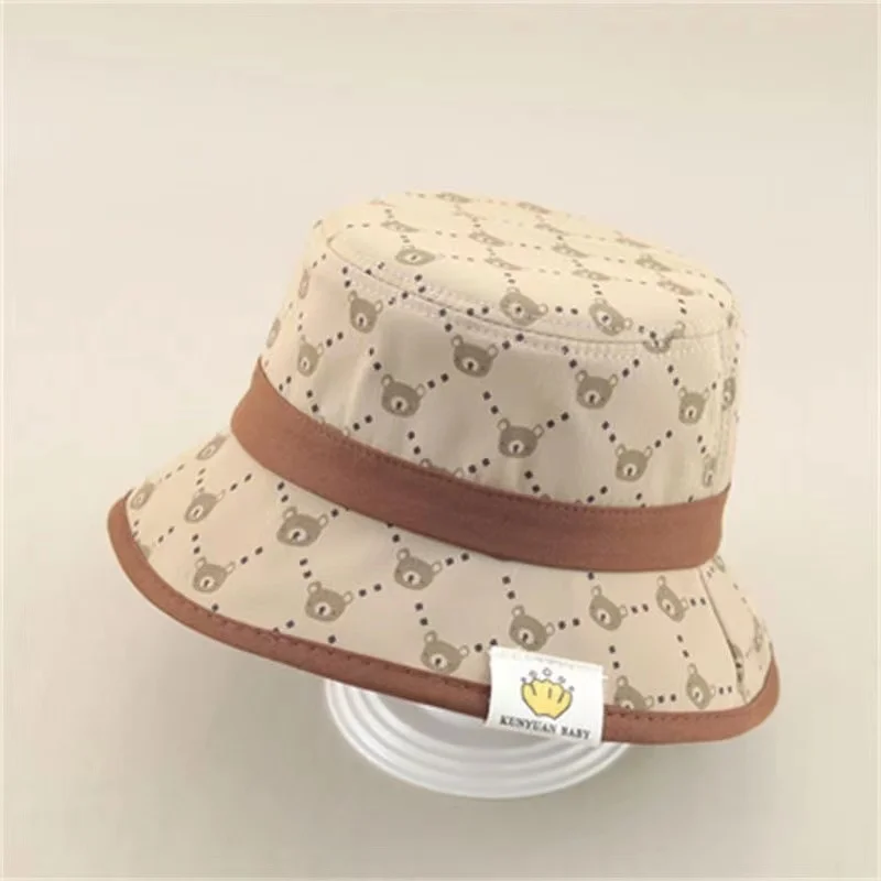 Kahki-gorra de béisbol de algodón para bebé, gorro con estampado de dibujos animados, ajustable, 2 estilos, color blanco