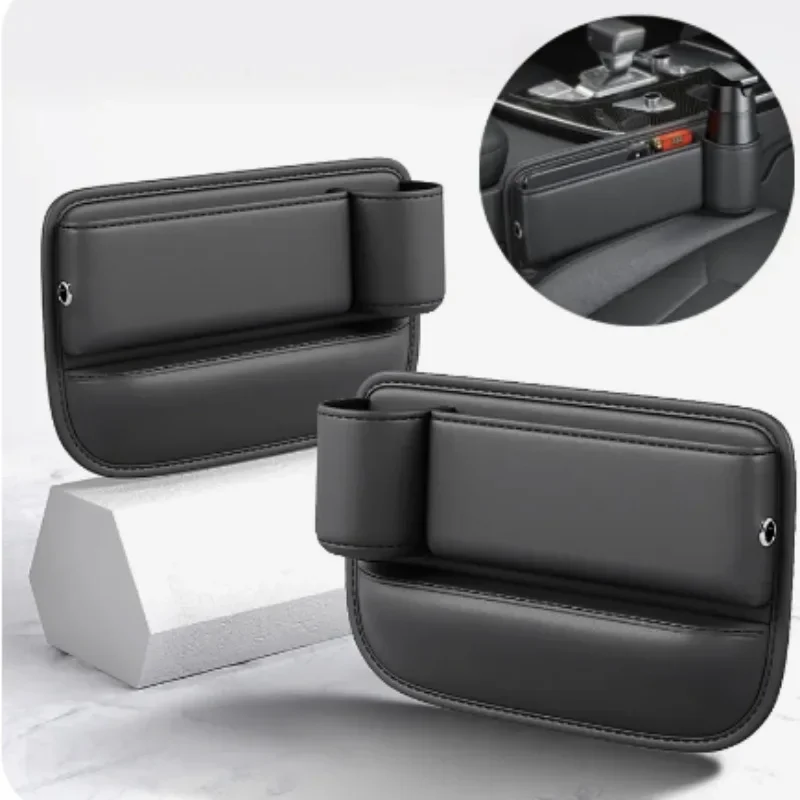 Car Seat Gap Water Cup Holder Leather Universal Crevice Side Storage Box Driver Front Auto Seat Gap Filler Organizer In the Car