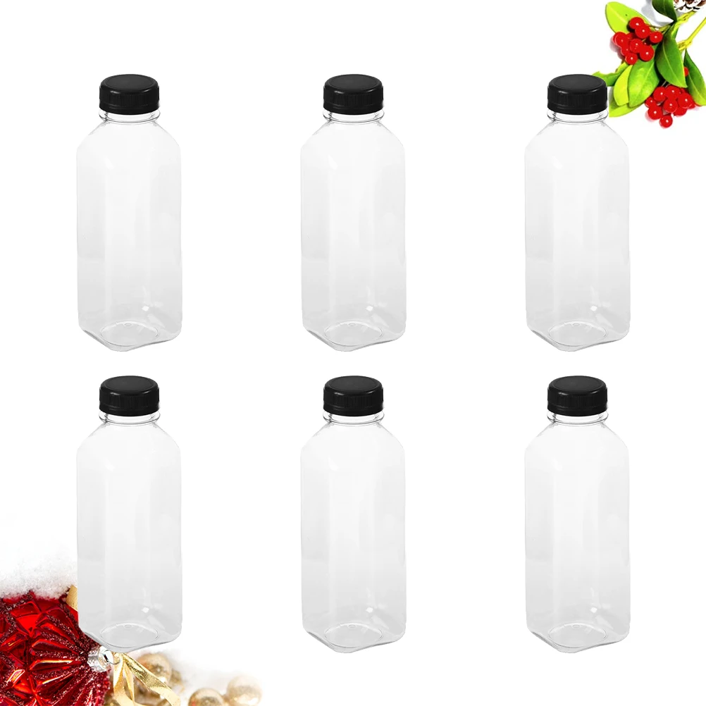 

6 PCS Drink Bottle Plastic Jars for Sweets Boats with Lid Mason Storage Drinks Favor Juice Empty Dome