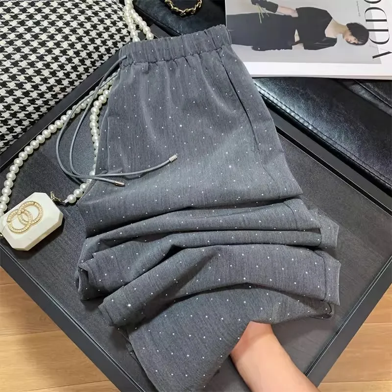 

Heavy Du Glitter Casual Pants Men's Loose Wide Leg Long Trousers Autumn Winter Outerwear Faionable Street Sle Polyester...