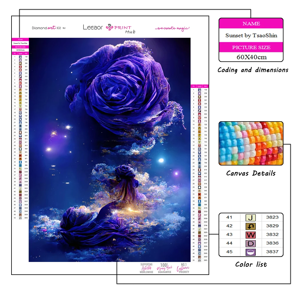 5d Diy Diamond Painting Purple Rose Mosaic Diamond Painting Kits Flower Landscape Art Embroidery Cross Stitch Home Decor Gifts