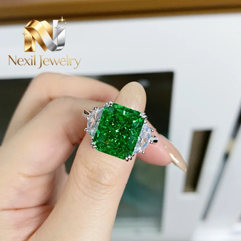 

Nexil Jewelry Nexil Jewelry Luxury Solid Platinum PT950 Women's Green Raydean Che 9 karat Moissanite Diamond Ring Banquet