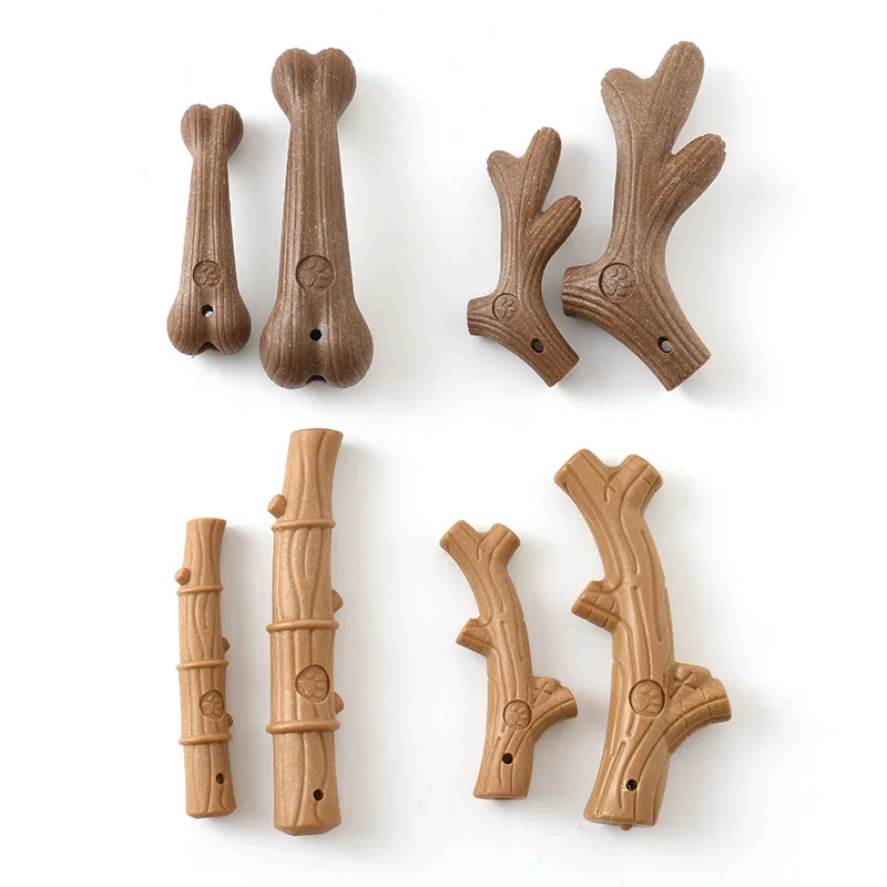 New Interactive Toys for Dogs: Pets Biting Simulated Branches and Deer Horn Molded Teeth Wooden Fiber Toys