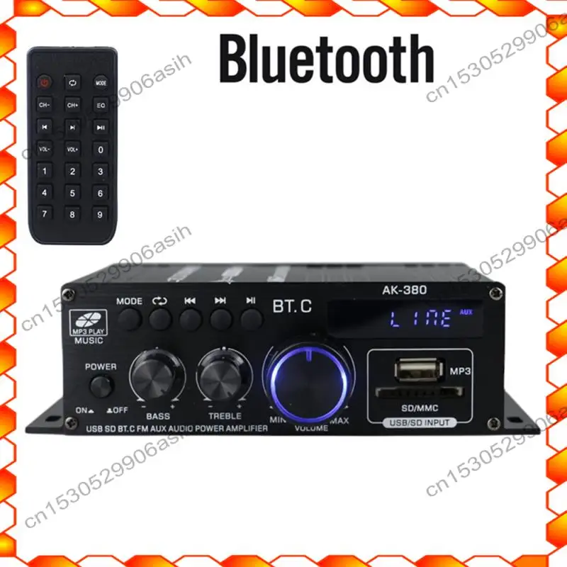 

-AT52 Ak380 800 Вт 12 В усилитель мощности Bluetooth стерео домашний автомобильный басовый аудиоусилитель музыкальный плеер автомобильный динамик класса D FM USB/SD замена