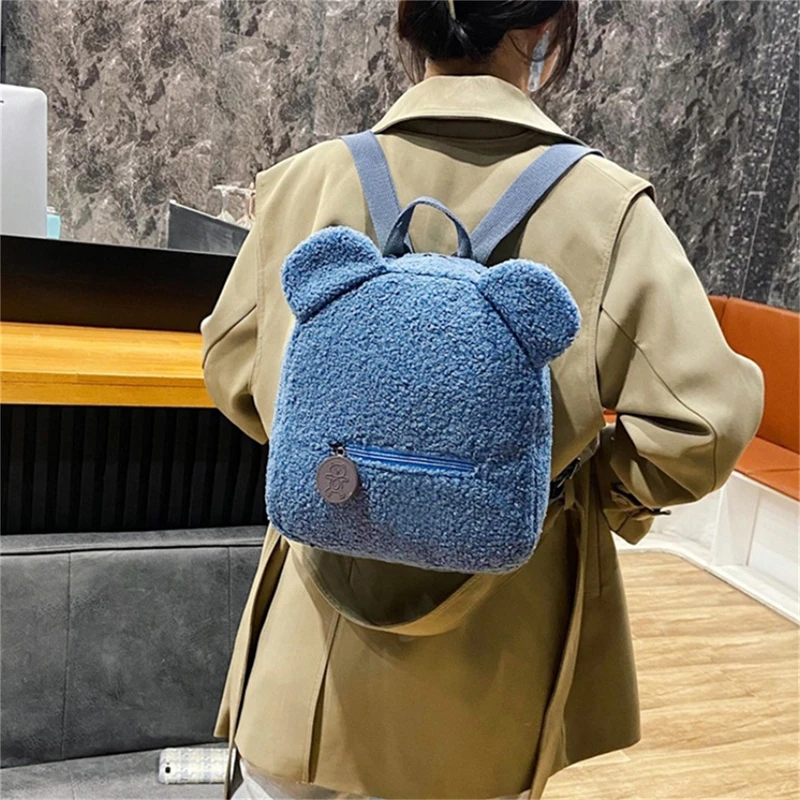 Bear Backpacks Portable Children Travel Shopping Rucksacks Women\'s Cute Bear Shaped Shoulder Backpack School Bags Plush Bear Bag