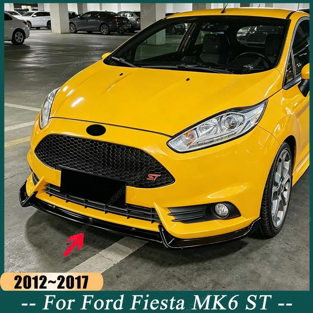 Car Front Bumper Splitter Lip For Ford Fiesta MK6 ST 2012-2017 Glossy Black / Carbon Look ABS Spoiler Diffusers Body Kits Tuning