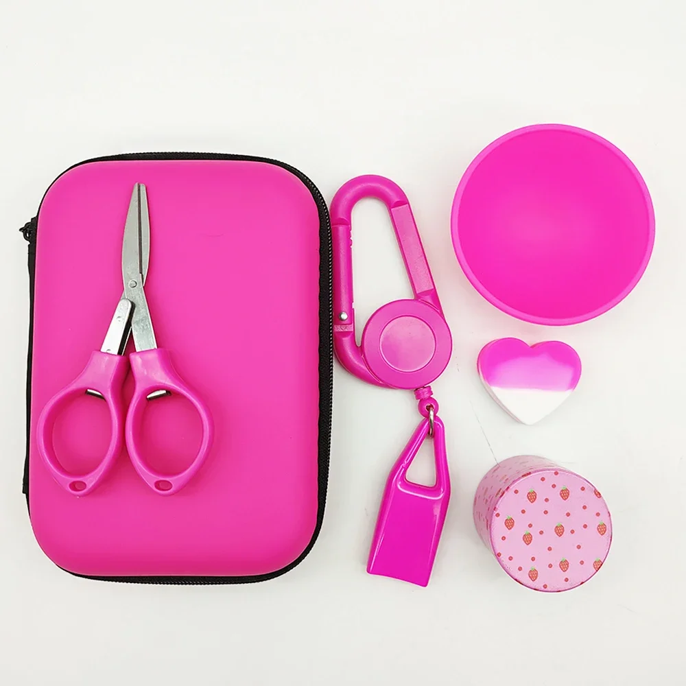 1Set Pink Smoking Kit With 40mm Grinder Lighter Holder Silicone Bowl Love Heart Silicone Jar Scissors Women Gift