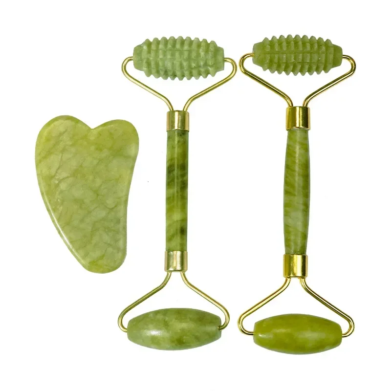 Natuurlijke Jade Roller Massager Voor Gezicht Roller Gezichtsbehandeling Liftting Anti-Rimpel Gua Sha Jade Steen Gezicht Massager Schoonheid Huidverzorgingstool