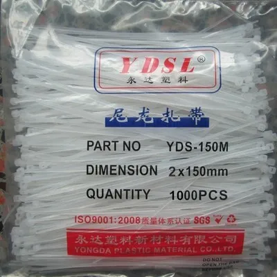 

1000 PCS 6" inch 2mm X 150mm White Cable Wire Zip Ties Nylon Cable Tie