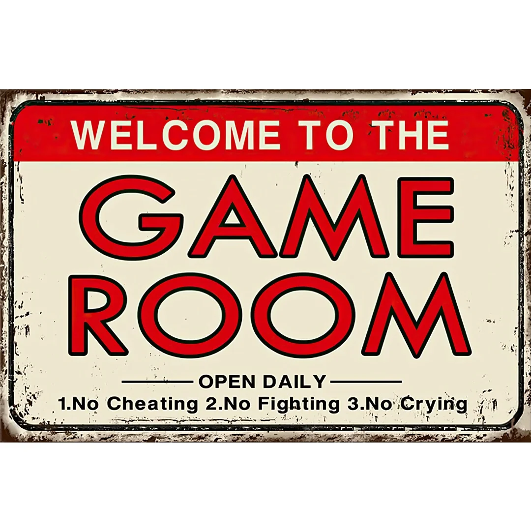 Video Game Room Accessories and Decor Retro Arcade Tin Signs Billiard Theater Powder Room Wall Decor Home Gaming Art Poster Game