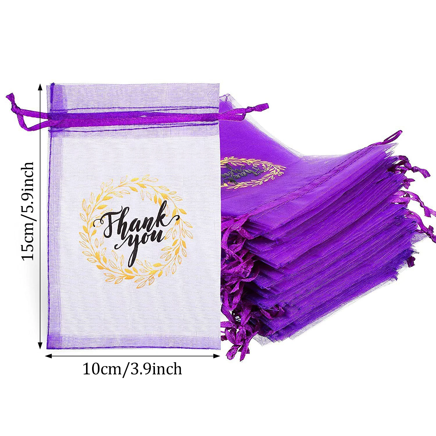 25Pcs Thank You Organza Gift Bag Jewelry Packaging Bags for Wedding Gift Storage Baby Shower Supplies Drawstring Pouches 10x15cm