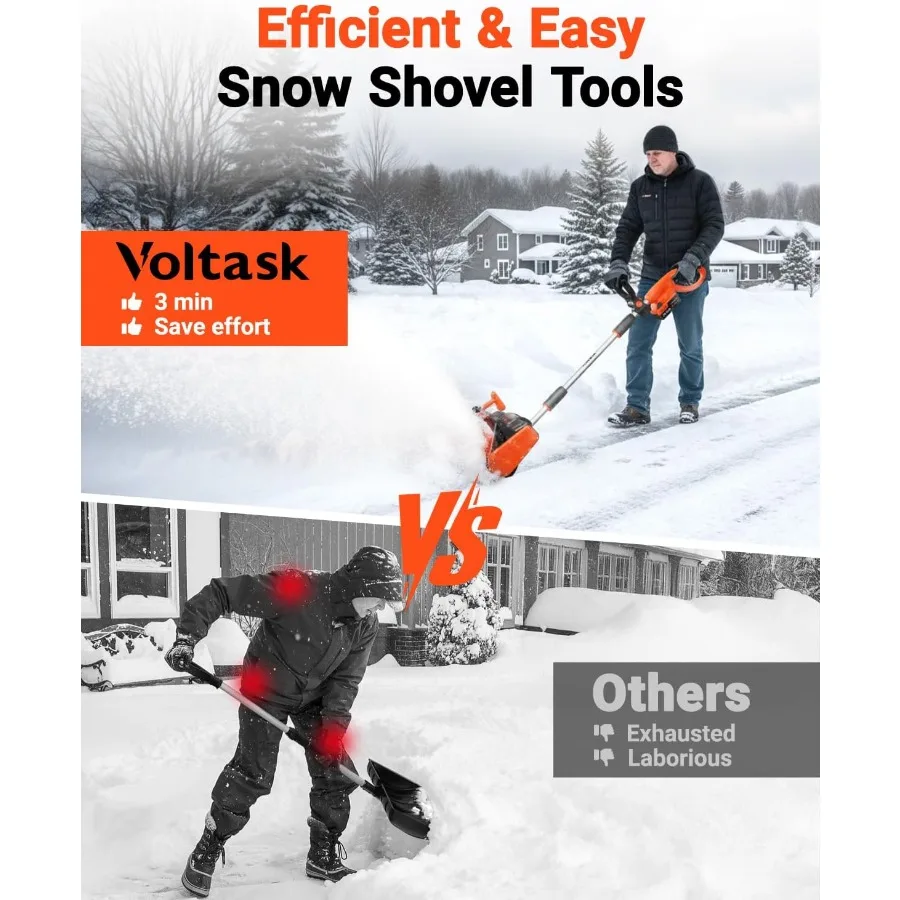 مجرفة ثلج لاسلكية 24 فولت 13 بوصة 4 أمبير منفاخ ثلج لاسلكي مع لوحة اتجاهية ومقبض أمامي قابل للتعديل لشتاء فعال #4