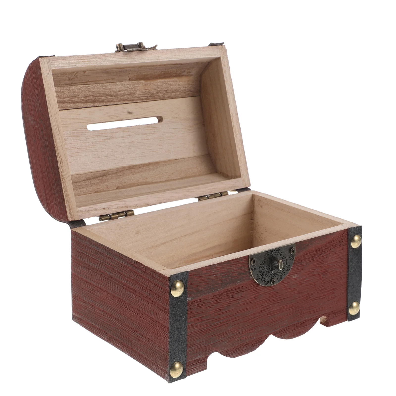 صندوق الكنز الخشبي للأطفال مع قفل صندوق توفير المال الفريد من نوعه للعملات المعدنية والفواتير هدية إبداعية للأطفال #4